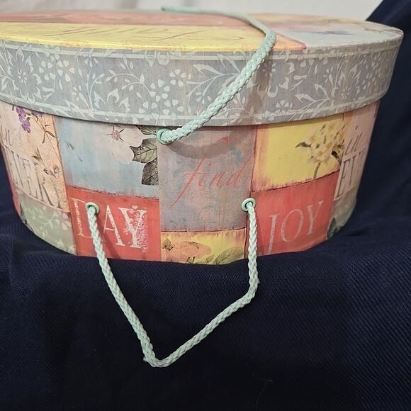 Vintage 2006 Kylie Jordan Ladies Hat Box With Handle, 13” Diameter, 5.5” Height - Picture 4 of 7